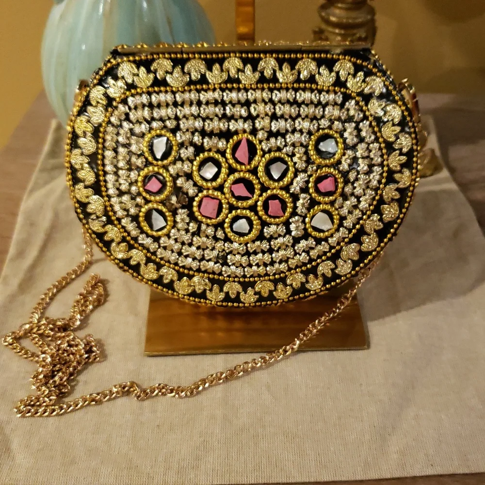 RAMLA Mosaic Crossbody Bag in Pink, Blue & Gold (NWOT - MSRP $275) - Picture 7 of 13